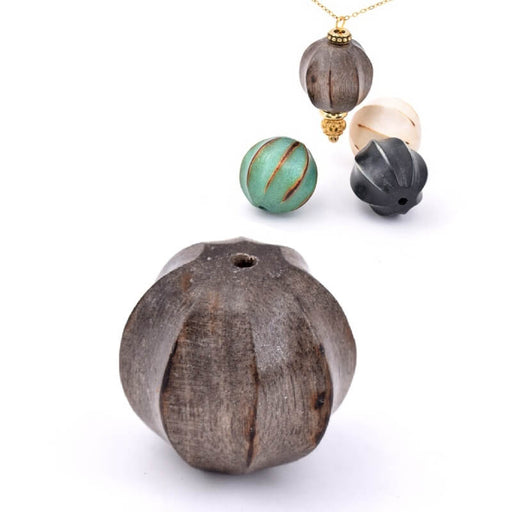 Natural wood lantern bead 20mm - Hole: 2.5mm (1)