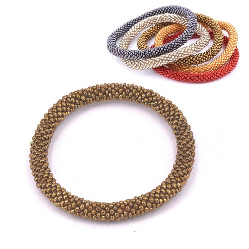 Nepalese crocheted bangle bracelet bronze 65mm (1)