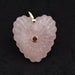 Carved heart pendant rose quartz golden brass and zircon 35x30mm (1)