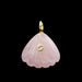 Carved shell-shaped rose quartz pendant - golden brass and zircon 23x20mm plus ring (1)