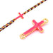 Cross Connector with Neon Fluo Pink Enamel Finish - 12mm Golden Brass (1)