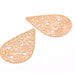 Teardrop pendant with floral motif - golden brass - 40x26mm (2)