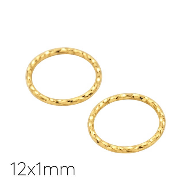 Closed jump rings link - light golden brass striated -12x1mm (2)