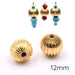 Grooved round golden brass beads - 12mm - Hole: 1.9mm (2)