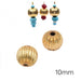 Grooved round golden brass beads - 10mm - Hole: 2mm (2)