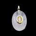 Quartz crystal oval pendant with zircon eye 18mm - Hole: 1.8mm (1)