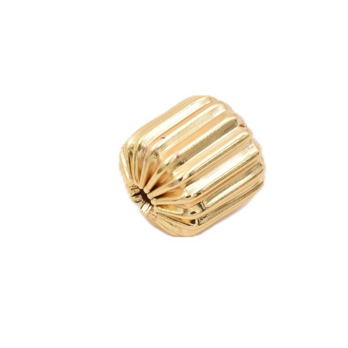Brass grooved barrel bead 10mm golden brass - Hole: 1.5mm (1)