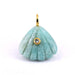 Carved shell amazonite pendant - golden brass and zircon -23x20mm (1)