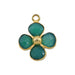 flower pendant 4-petal green onyx - golden 925 silver setting - 21x15mm (1)