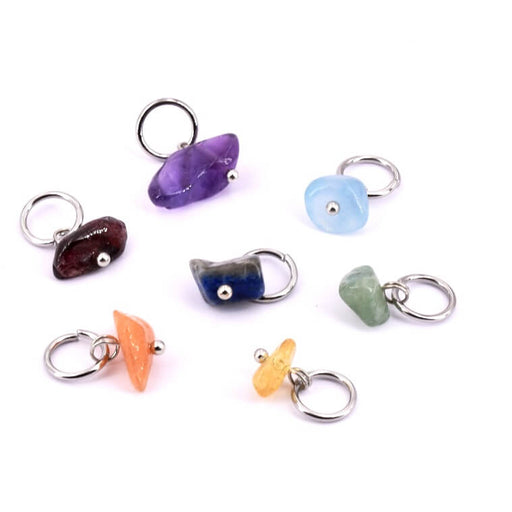 Buy Charms beads mix gemstone chips 6-11mm steel ring (7)