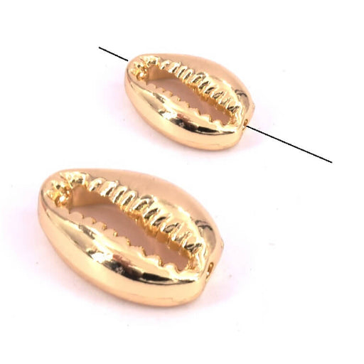 Buy Cowrie shell pendant connector brass flash gold - 17x12x5mm (1)