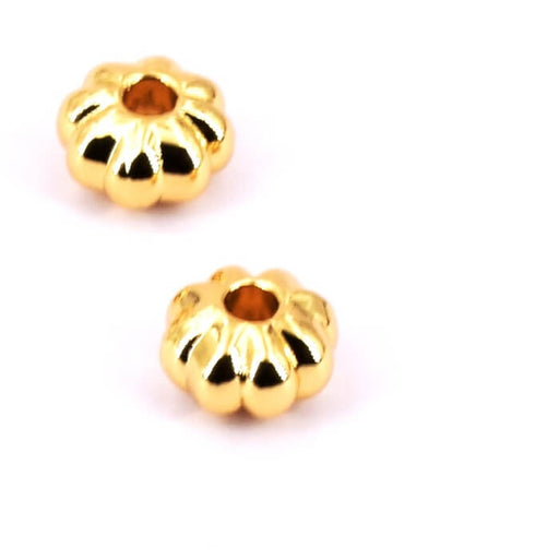 Bead Pumpkin shapebrass flash gold - 7x4.5mm - Hole: 2mm (2)