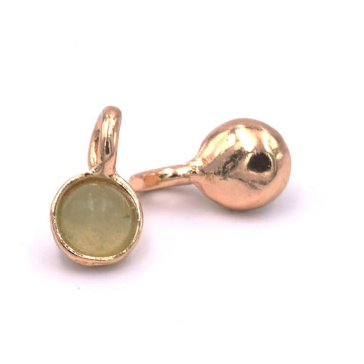 Buy Prehnite round charm pendant golden brass light gold 7mm (1)