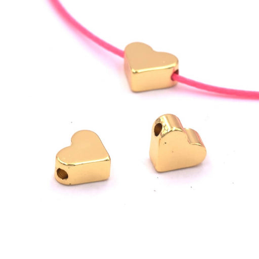 Heart bead Brass flash gold - 6x7x3mm - Hole: 1.2mm (2)