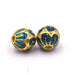 Round bead blue and green enamel metal - 7.5x7mm - Hole: 1.6mm (2)