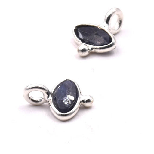 Buy Tiny pendant oval eye Sapphire set in 925 silver - 7x9mm (1)