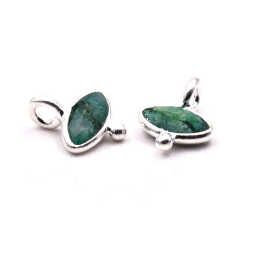 Buy Tiny pendant oval eye Emerald set in 925 silver - 7x9mm (1)