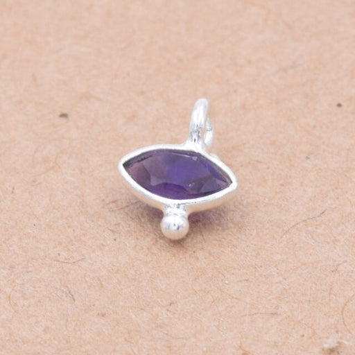 Buy Amethyst oval eye pendant set in 925 silver - 7x9mm (1)