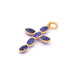 Cross pendant 6 Lapis lazuli set in Sterling silver and flash gold 24x16mm (1)