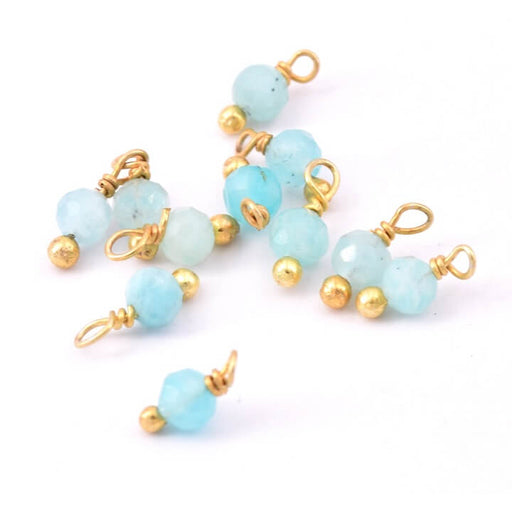 Buy Tiny charms Amazonite bead charm 3mm 925 silver rod gold (10)