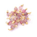 Tiny charms, pink Tourmaline bead charm 2.75mm, 925 silver stem, gold-plated (10)