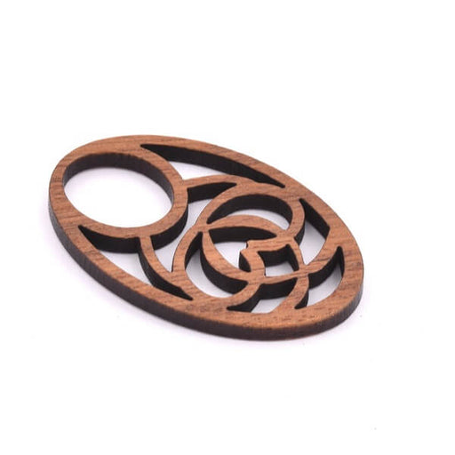 Buy Oval walnut wood connector pendant openwork 35x23mm (1)