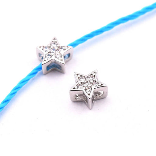 Buy Brass star bead and zircon pavé 5.5x3mm - hole: 2mm (1)