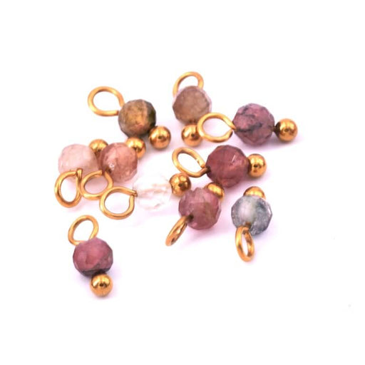 Buy Tiny charms Tourmaline bead charm 3mm golden steel (10)