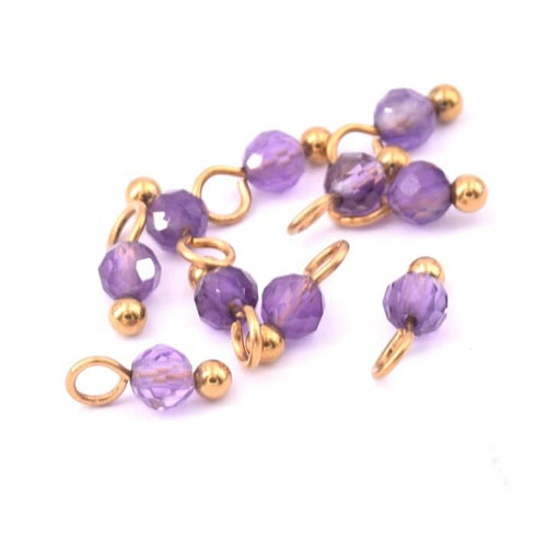 Buy Tiny charms Amethyst bead charm 3mm golden steel (10)