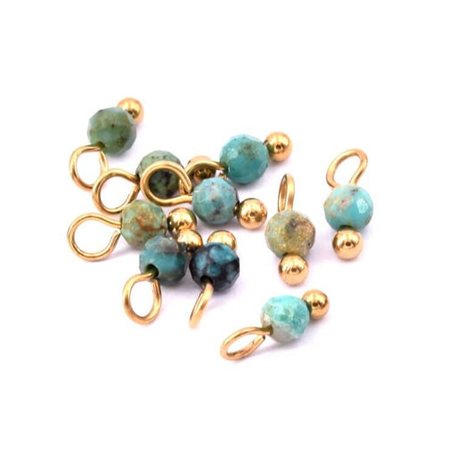Buy Tiny African Turquoise bead charm 3mm golden steel (10)