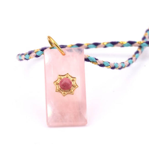 Buy Rectangle pendant Rose Quartz and pink stone cabochon 25x14mm (1)