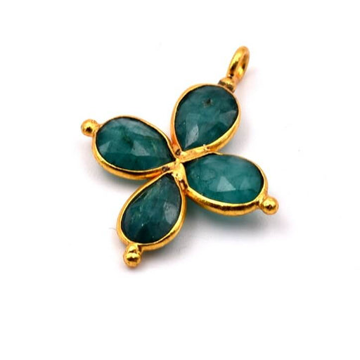 Buy Green onyx flower cross pendant 925 silver golden quality 24x19mm (1)
