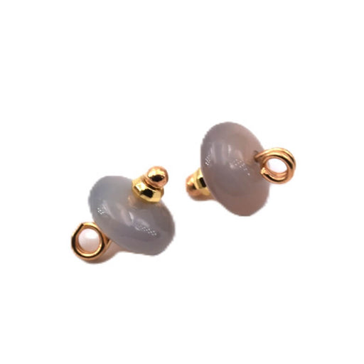 Button Rondelle Pendant Grey Agate and GoldenBrass 10mm (2)