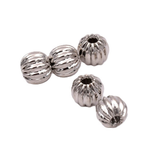 Round grooved platinum brass beads 4mm - Hole: 1mm - 5 beads