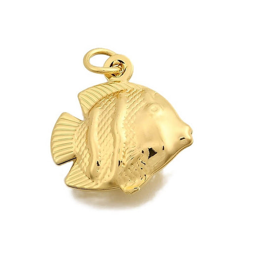 Fish pendant 21x18mm - golden brass - Hole: 3mm (1)