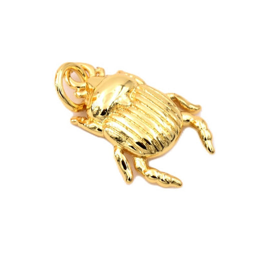 Scarab Pendant Golden Brass - 16x12mm with Ring - Hole: 2.5mm (1)
