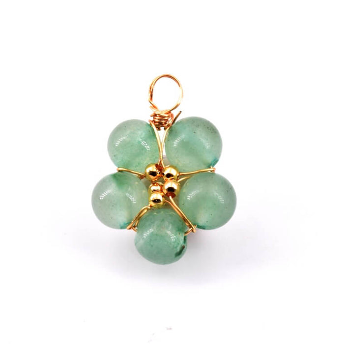 Flower pendant with aventurine beads and Golden copper - 17mm - Hole: 3mm (1)