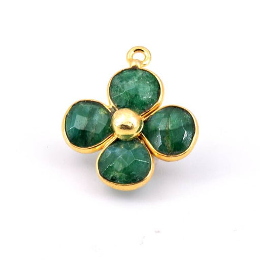 Raw emerald flower pendant in fine Golden silver 16mm Hole: 1mm (1)