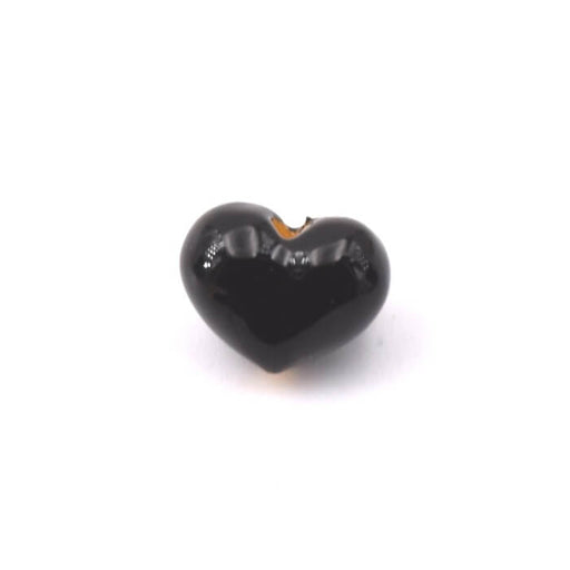 Buy Heart bead - 7mm Black enameled brass - Hole: 1mm (1)