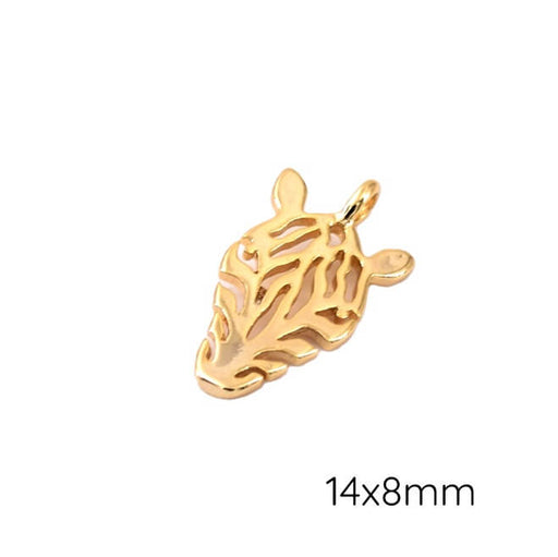 Zebra head pendant Golden brass 14x8mm - Hole: 1mm (1)