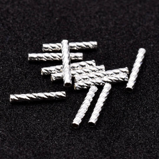 Tube ribbed beads Silver-plated brass - 10x1.5mm - Hole: 0.8mm (10)