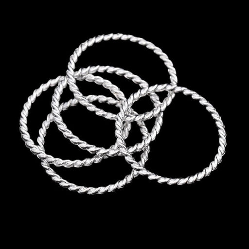 Twisted silver-plated brass connector rings 25x2mm (5)