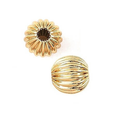 Round grooved bead - 6mm golden brass - Hole: 1.5mm (4)