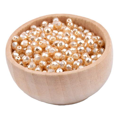 Crystal Pearl Bohemian Faceted Beads - Peach 4mm (50)