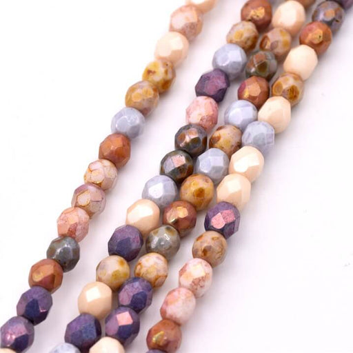 Czech fire-polished beads - Opaque luster mixed - 4mm (50)
