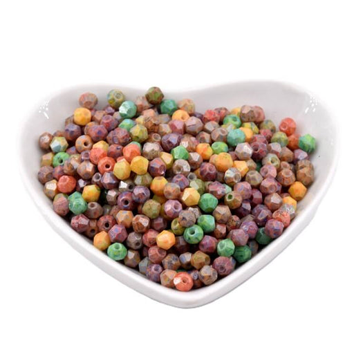 Faceted bead bicone mix picasso 4mm (50)