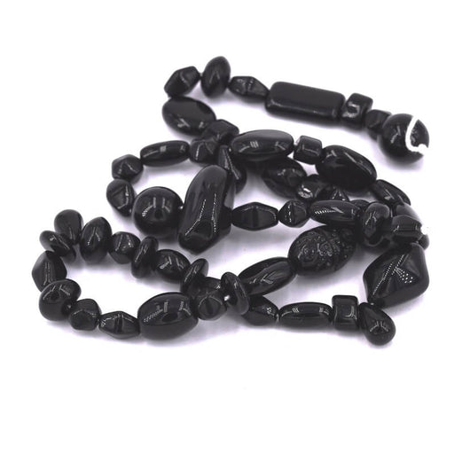 Buy Czech glass bead mix shape Jet Mix 2-22mm (1strand-40cm)