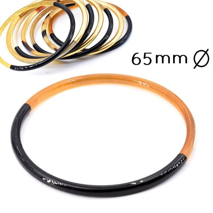 Horn bangle bracelet Black 65mm - Thickness: 3mm (1)