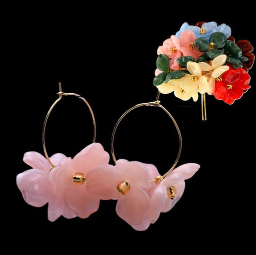 Buy Rosaline acrylic petal earrings on 25mm golden steel hoops (1 pair)