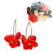 Scarlet acrylic petal earrings on 25mm golden steel hoops (1 pair)